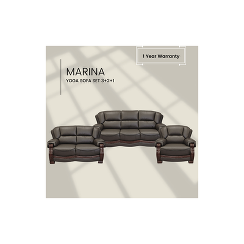 MARINA SOFA 3+2+1 Sofa Set Pvc Dark Wood YOGA-image null