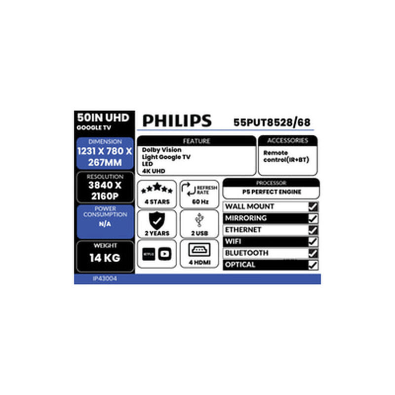 PHILIPS 55in 4k A/light Google Tv 55PUT8528/68-image 4