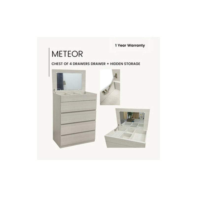 SLEEP CLINIC Chest Of 4 Drawers Melamine Celtic Ash METEOR 4T-image 3