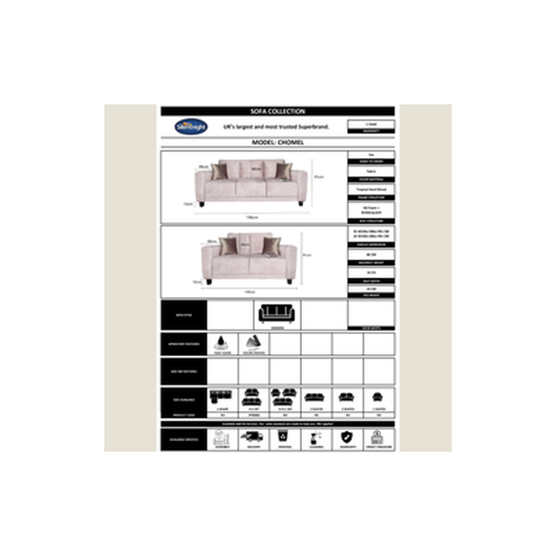 SILENTNIGHT Sf 3+2 Fab Sofa Set CHOMEL (FC)-image 2