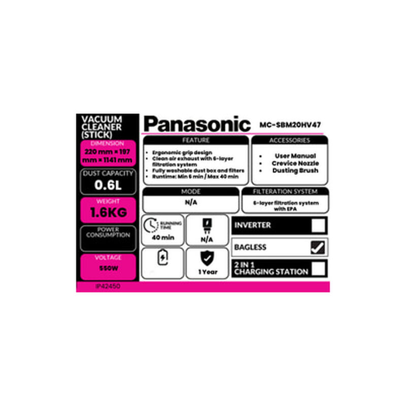PANASONIC Stick Vacuum MC-SBM20HV47-image 7