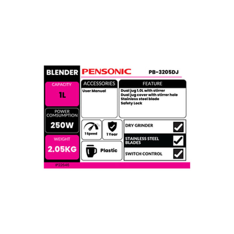 PENSONIC Blender 1l PB-3205DJ-image 3