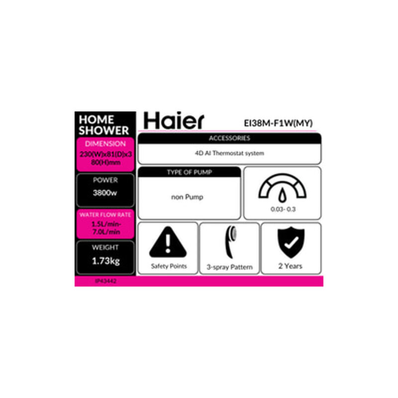 HAIER Home Shower Wht EI38M-F1W(MY)-image 6