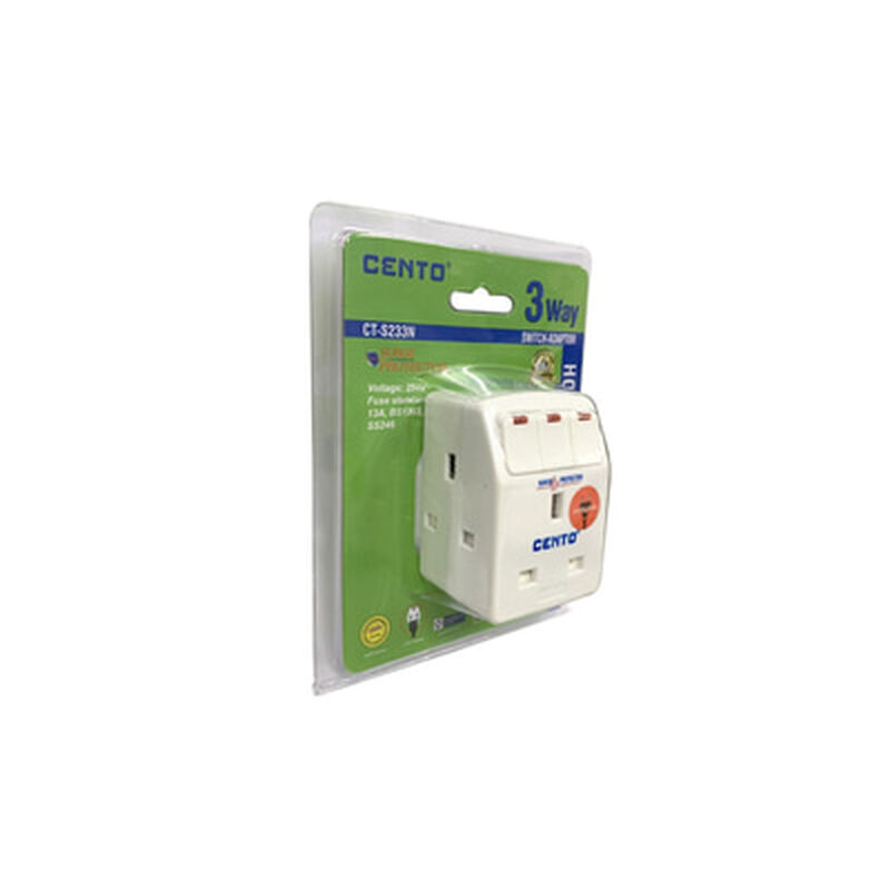 CENTO 3 Way Adaptor W Neon CT3ADT3P3WN-image 1