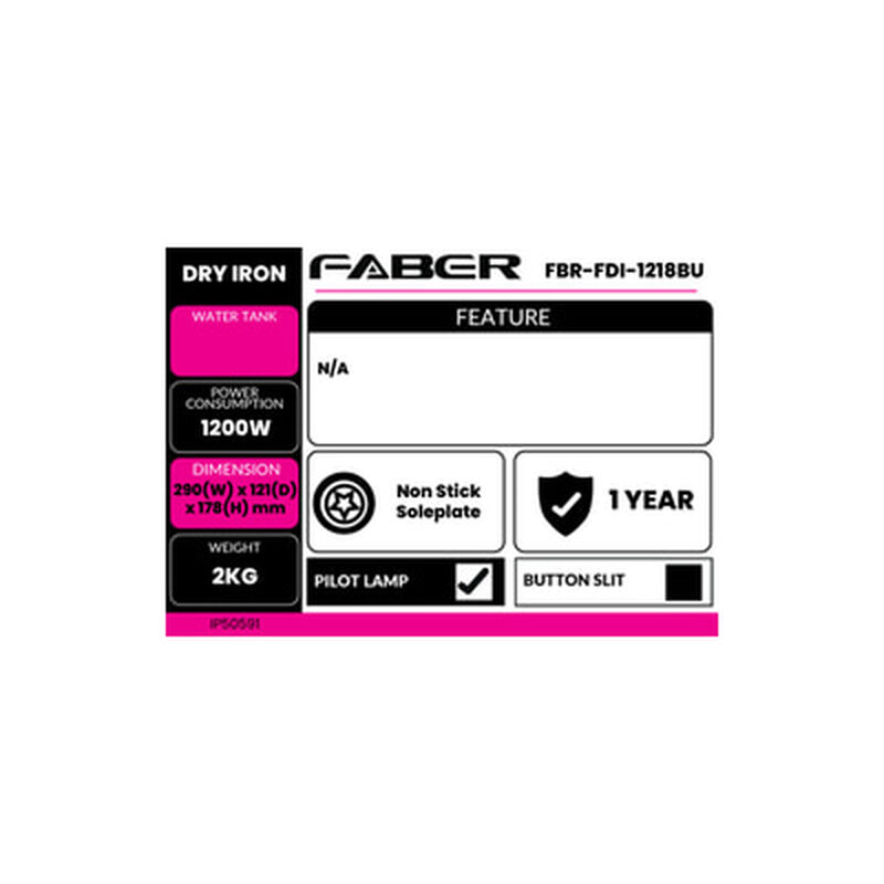 FABER Dry Iron FBR-FDI-1218BU-image 5