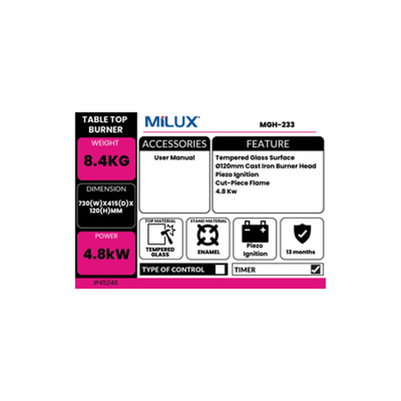 MILUX Built In Hob MGH-233-image 4