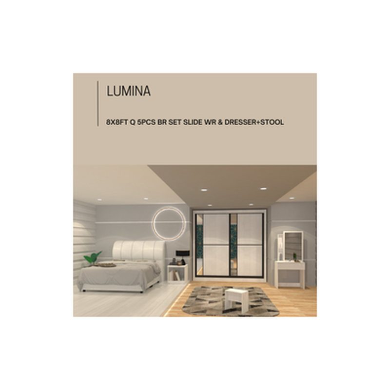 SLEEP CLINIC 8x8ft Q 5pcs Br Set Pu White LUMINA-image null