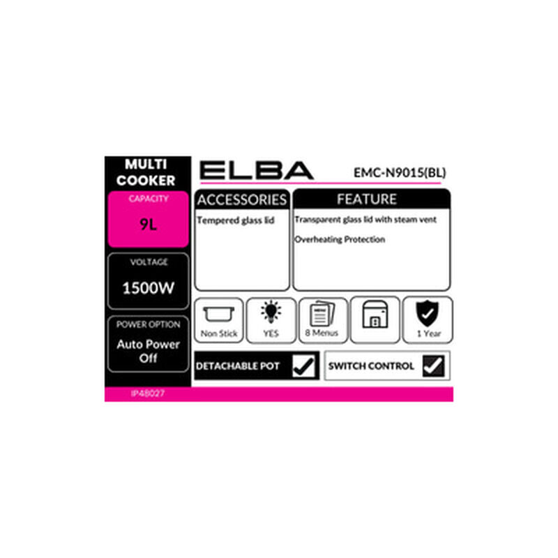 ELBA Multi Cooker 9l EMC-N9015(BL)-image 3