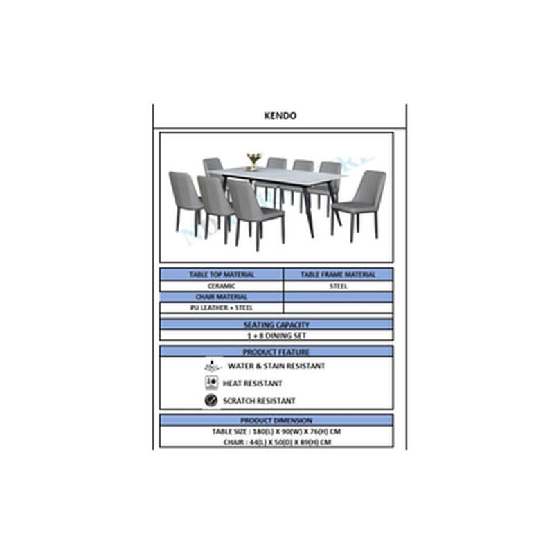 ND Ml 180x90cm 1+8 Ceramic White Color KENDO-image 6