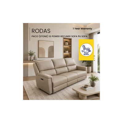 RODAS Cp 3s Power Recliner Sofa PACO (STONE)