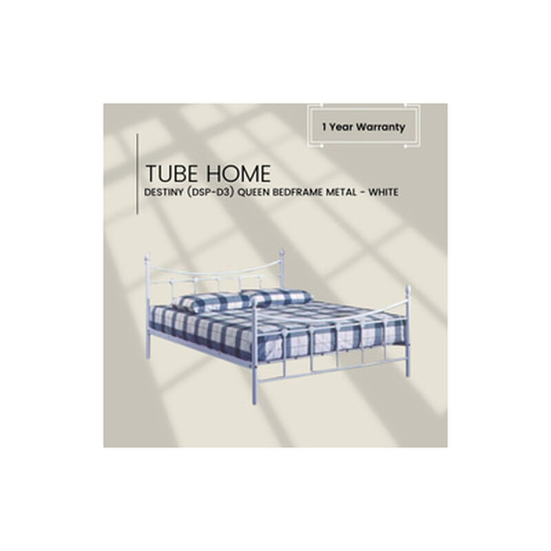TUBE HOME Q Metal Bedframe White Spray Paint DESTINY (DSP-D3)-image null