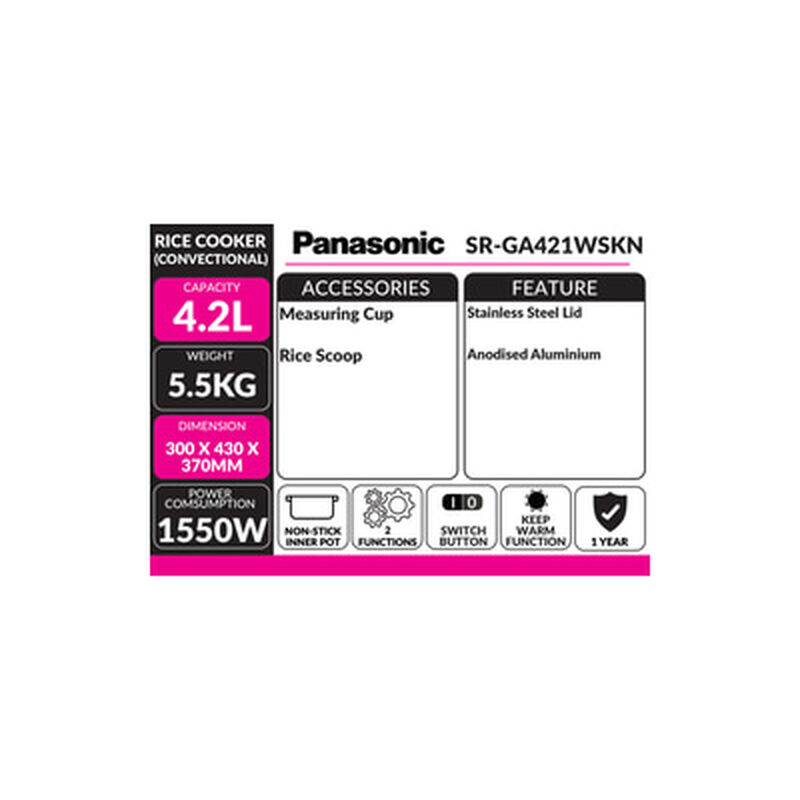 PANASONIC Rice Cooker 4.2l SR-GA421WSKN-image 3
