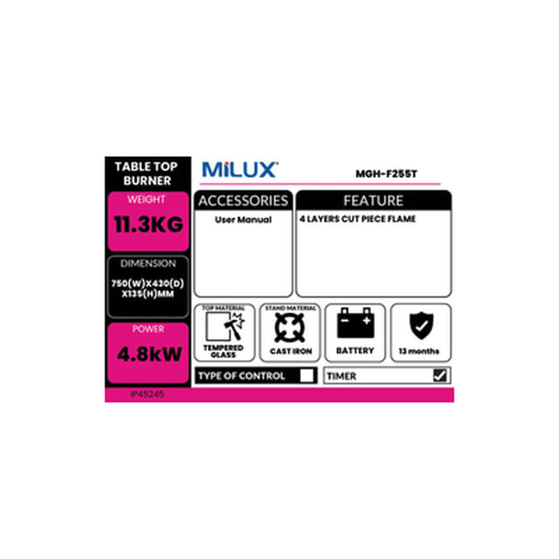 MILUX Built In Hob MGH-F255T-image 5