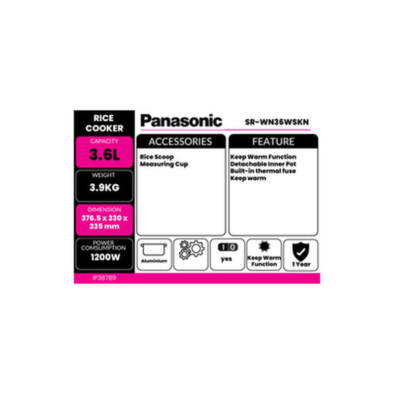 PANASONIC Rice Cooker 3.6l Conventional SR-WN36WSKN-image 4