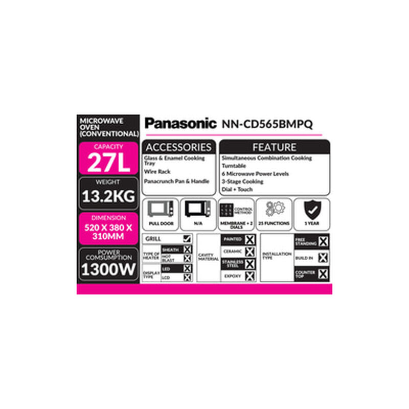 PANASONIC Microwave Oven 27l Slimline Inverter NN-CD565BMPQ-image 3