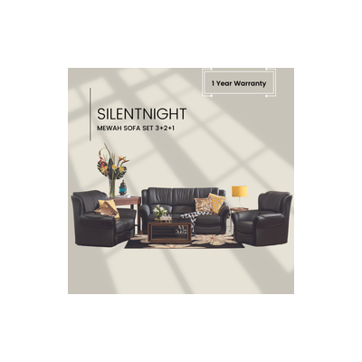 SILENTNIGHT 3+2+1 Sofa Set Pvc Black MEWAH