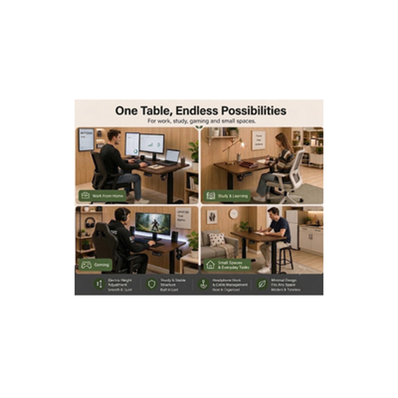 DHEP Adjustable Electic Desk Brown Color IRUMA (BROWN)-image 7